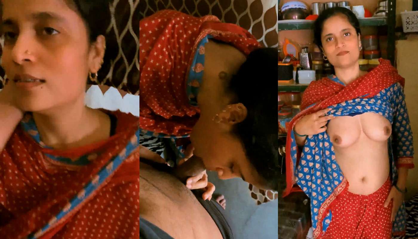 Desi Wife Affair with Neighbour Viral Showing Boobs – Giving Blowjob with Full Face