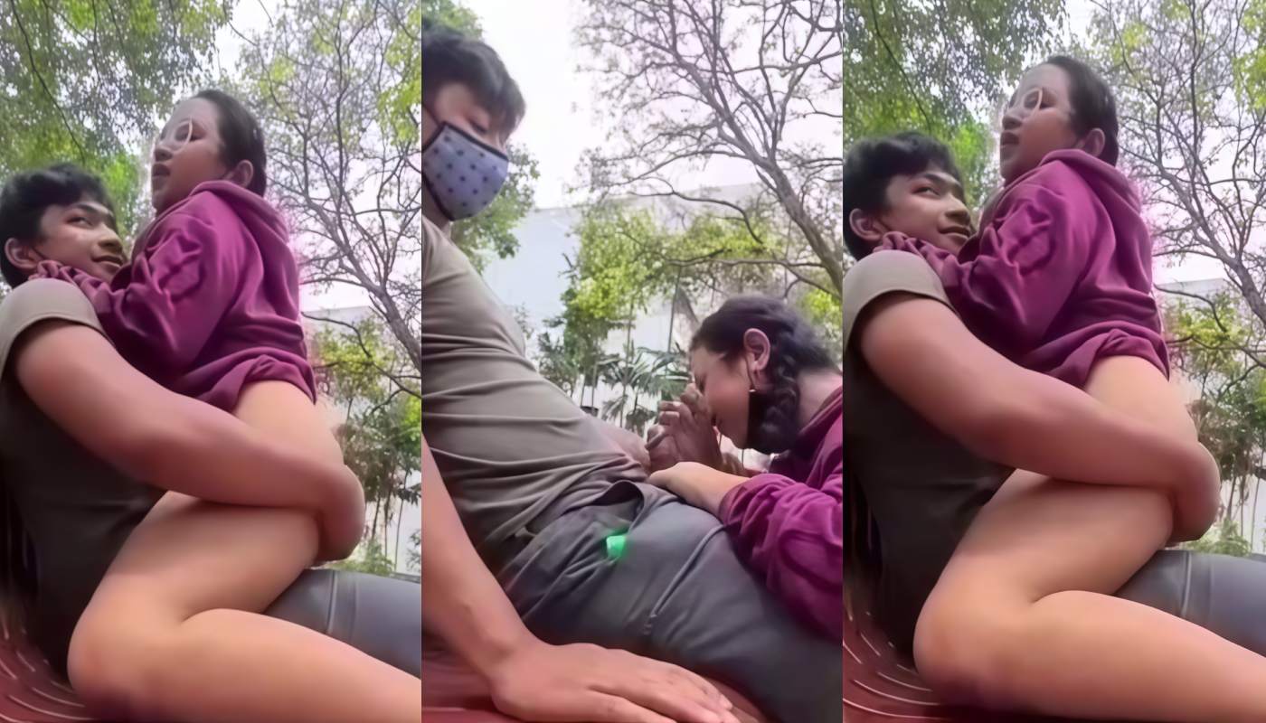 Horny Girlfriend in Purple Sweater Empty Park Giving Blowjob & Cowgirl Fucking MMS