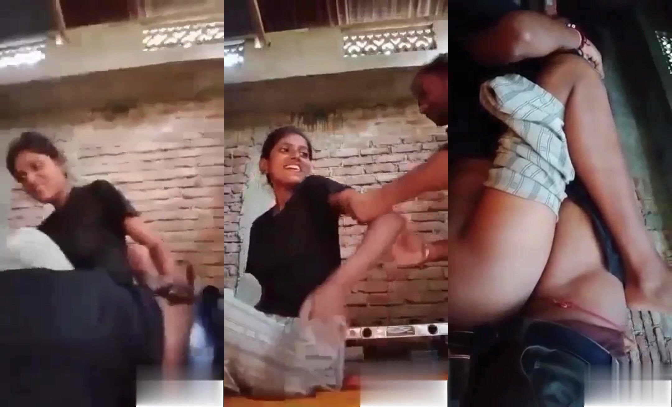 Desi Hot Village Girl In Black To Giving Blowjob and Missionary Fucked By Lover Cock