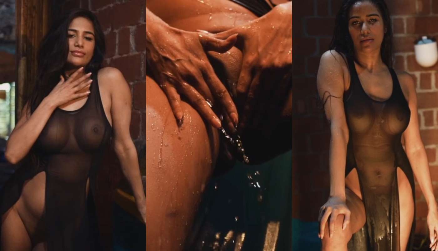 Poonam Pandey Black Wet Dress Onlyfans Nude Boob Show Pussy Rubbing App MMS