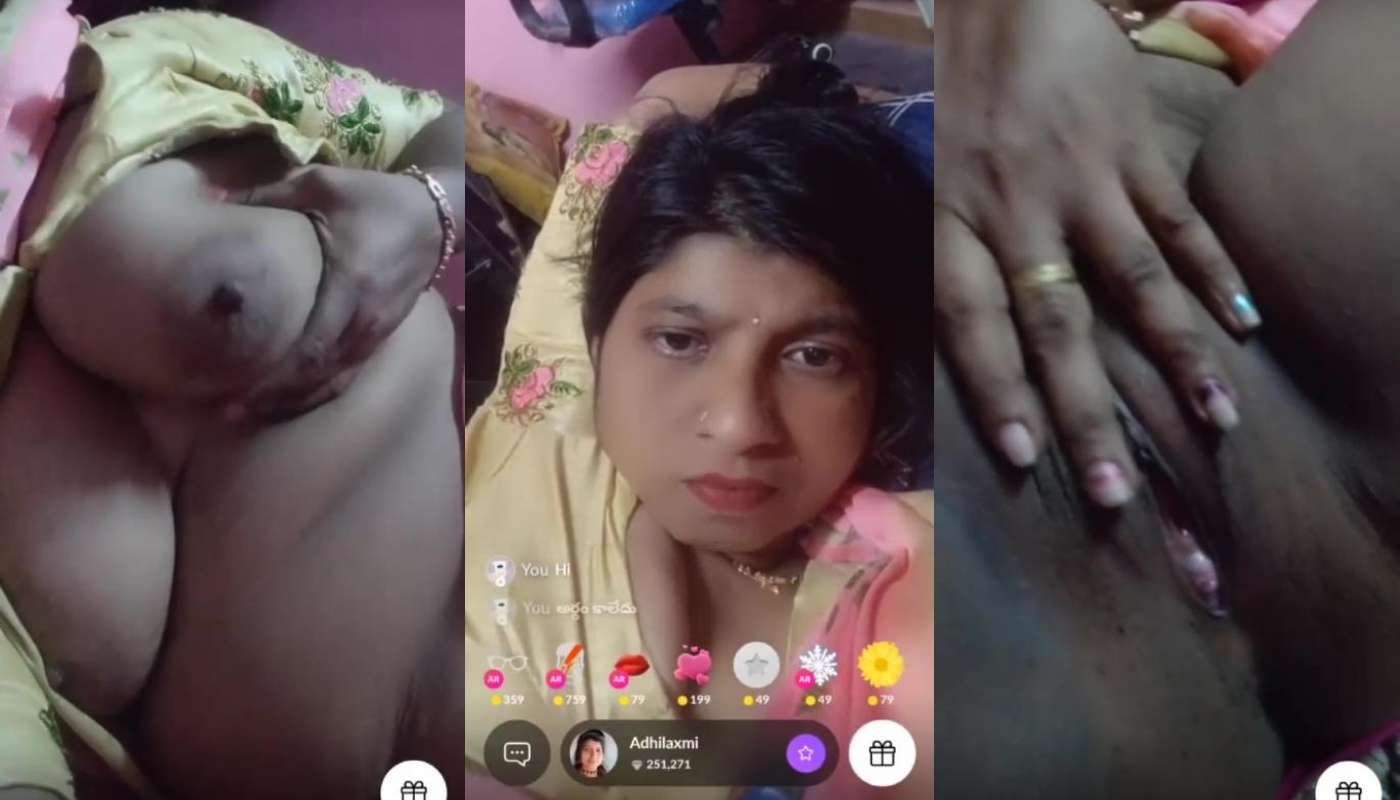 Adhilaxmi, South Indian Aunty, Showing Boobs & Pussy on 121 Tango Live with Face