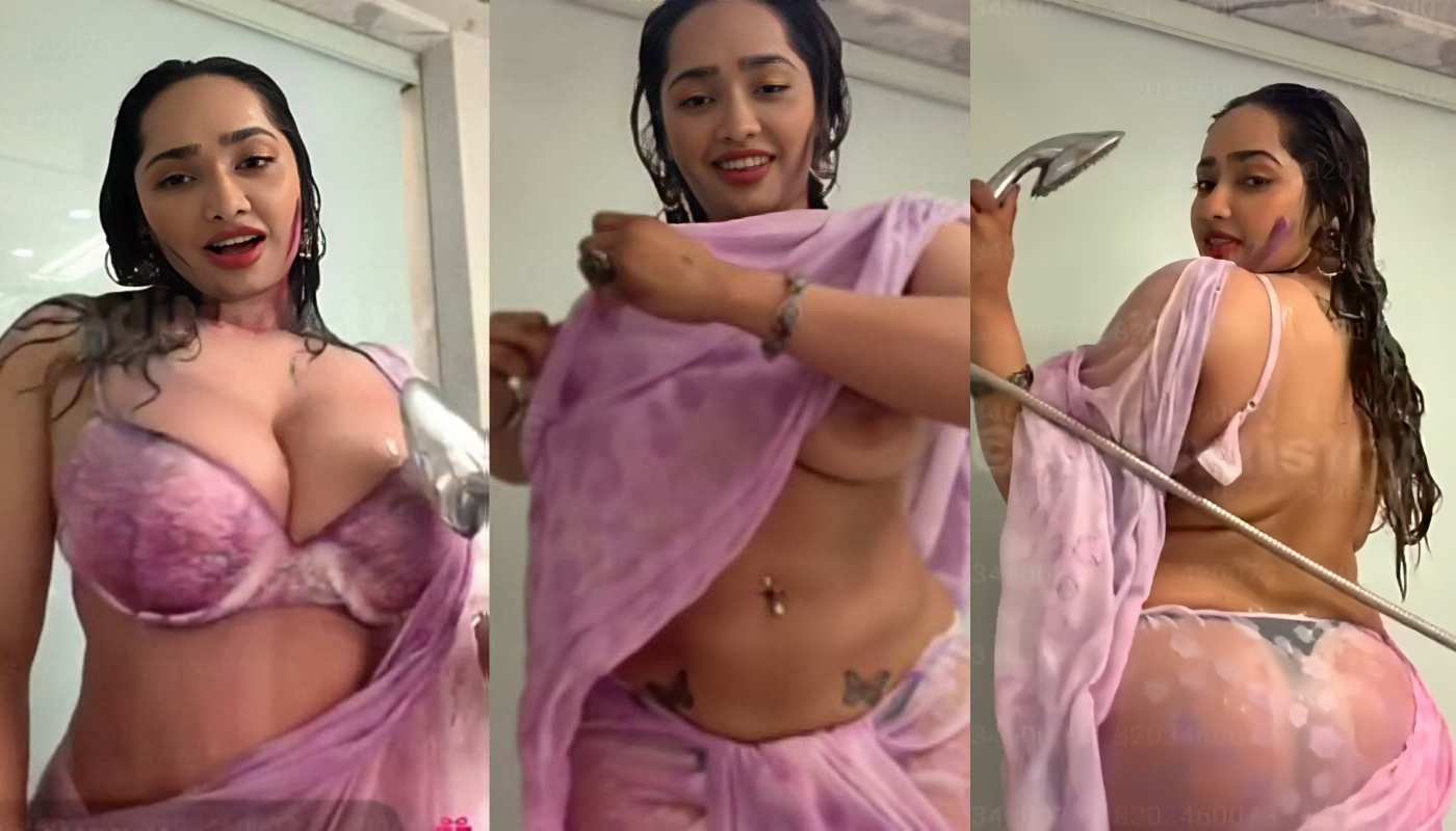 Aditi Mistry Latest White Saree Sexy Nude Holi Live Part 4