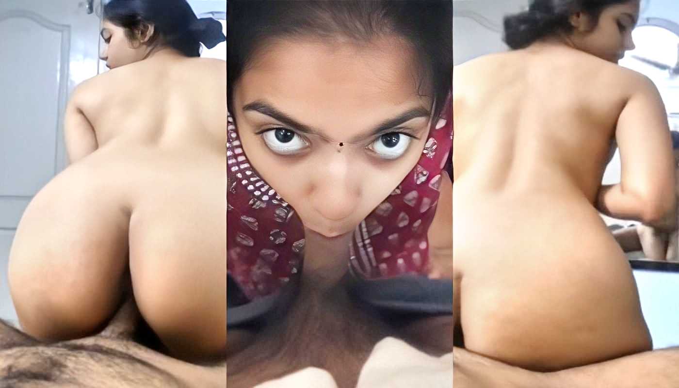 Cute Big Ass GF Sucking Lover Cock in Red Cock & Reverse Cowgirl Fucking Desi Sex
