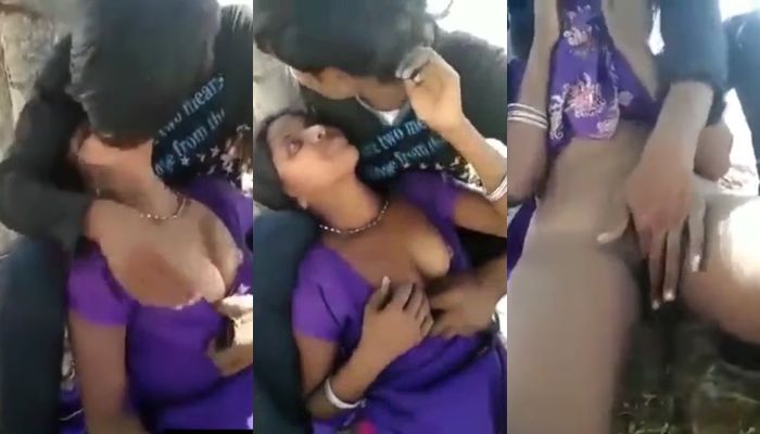 Dehati Girlfriend Outdoor Boob Press Kisisng and Fingering