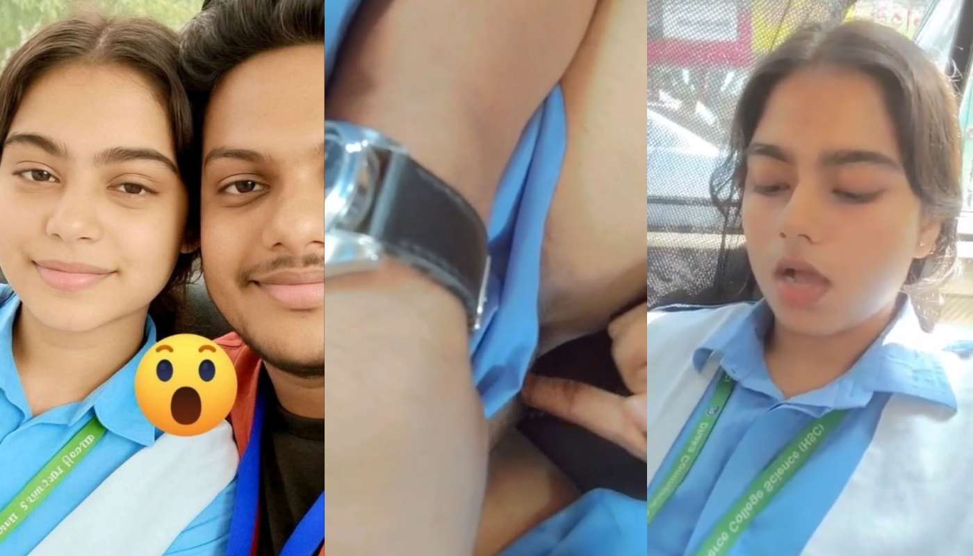 Beautiful Bengali Girl in Blue School Dress Pussy Fingered By Boyfriend Inside Car