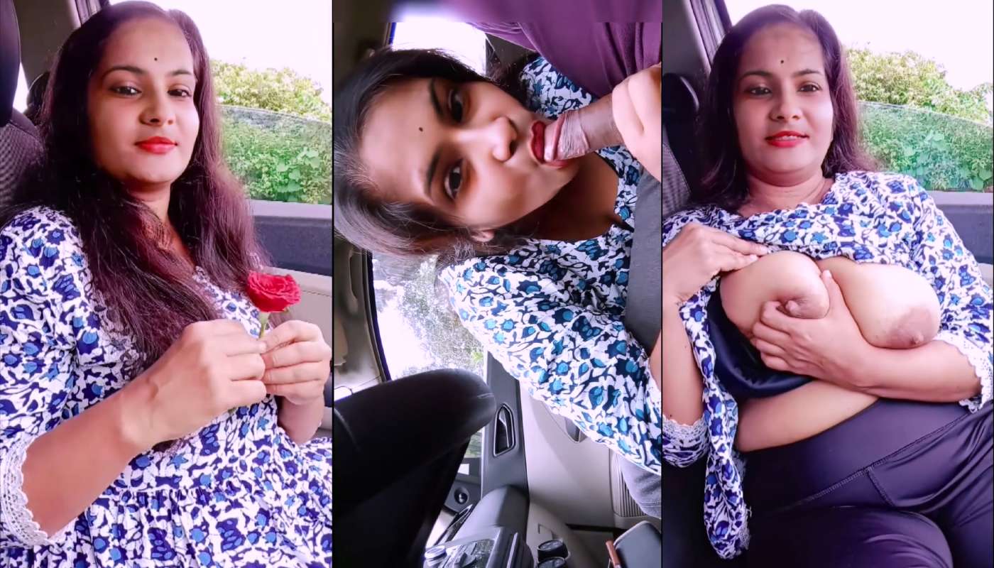 Boyfriend Gift His GF in Her Birthday and Girlfriend Give a Sexy Blowjob to Him in Car