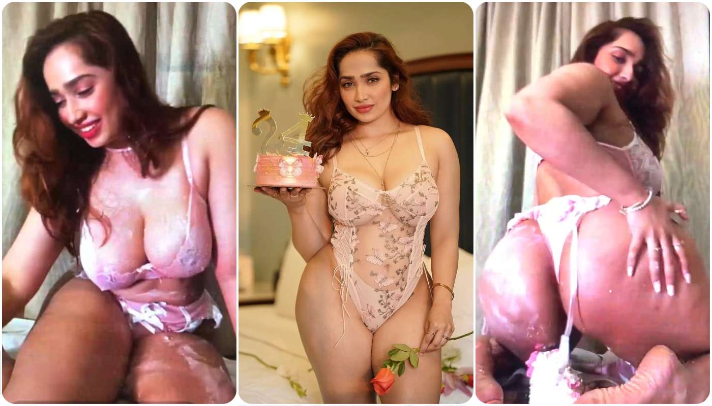 Aditi Mistry birthday live part 2 ,rubbing cake on full body, putting cake in asshole, nipples visible