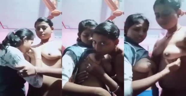 Horny Lesbian Village Lovers First Time Boob Sucking on camera