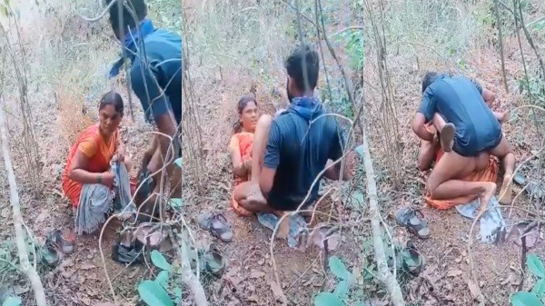 Desi Village Bhabhi Fucking With Her Lover in Village Jungle - Desi Outdoor Sex