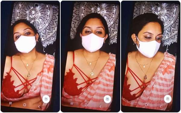 Tamil Anjali Red Bra cleavage show - Short clip Tango Live