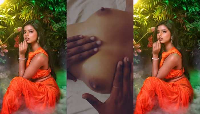 Hot model Barsha Jha goes fully nude and enjoys a boobs massage on bed