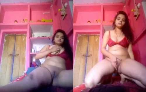 Desi college girl rubbing fur pussy