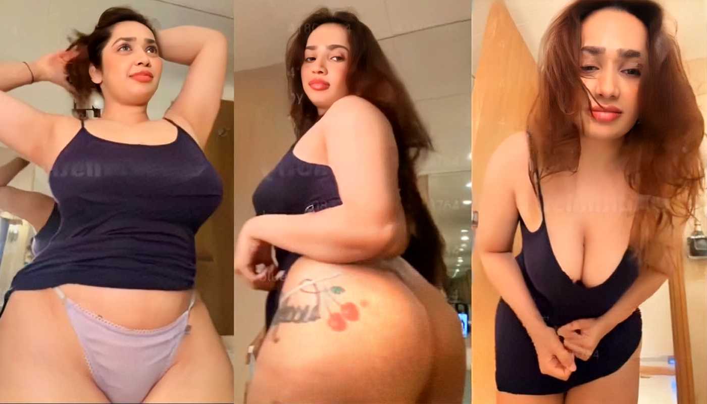 Aditi Mistry Nude latest Blue Top Nude Live Show Big Boobs In Bra Panty Part 8
