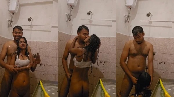 Desi Romantic lover Hotel Room Bathroom Shower Handjob Sex