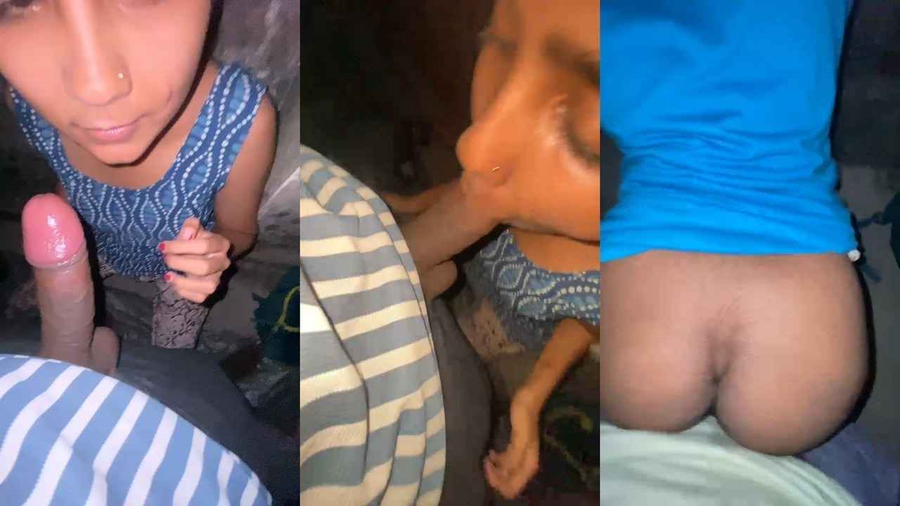 Blue Dress Sexy Girlfriend Giving Blowjob and Doggy Style Fucking