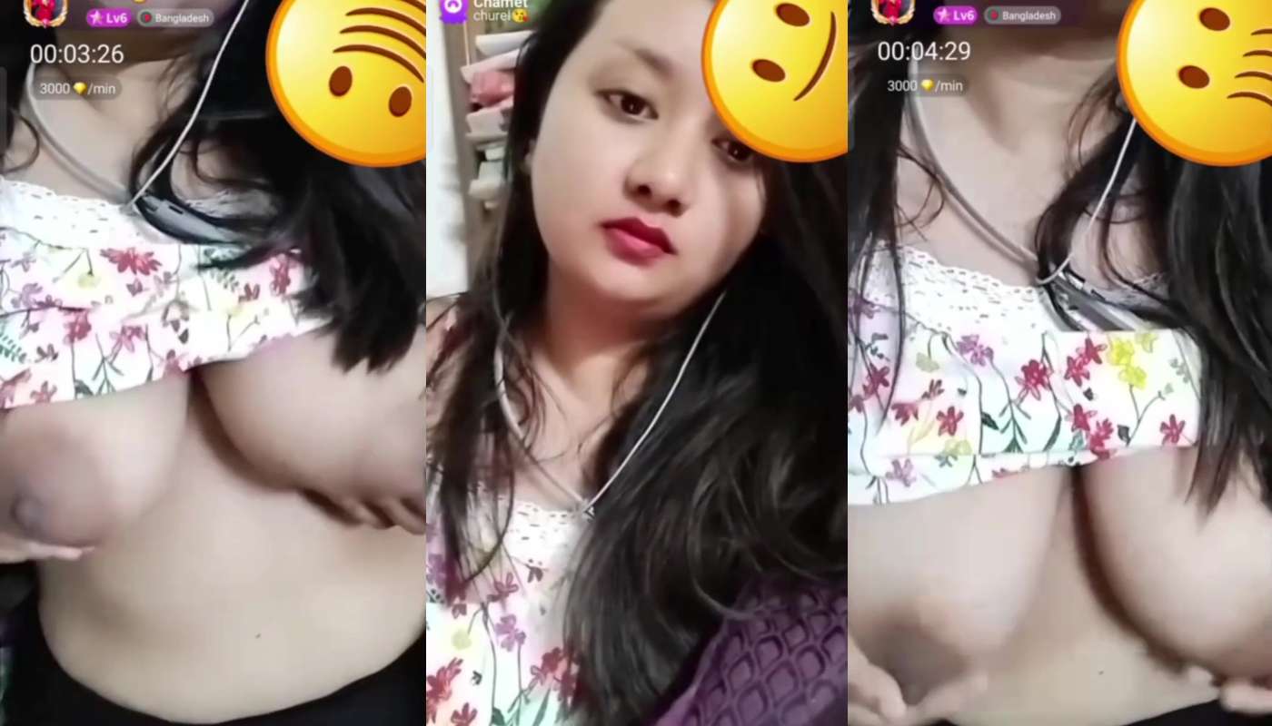 Chubby Bangla Babe Churel Boobs Out on Chamet Live
