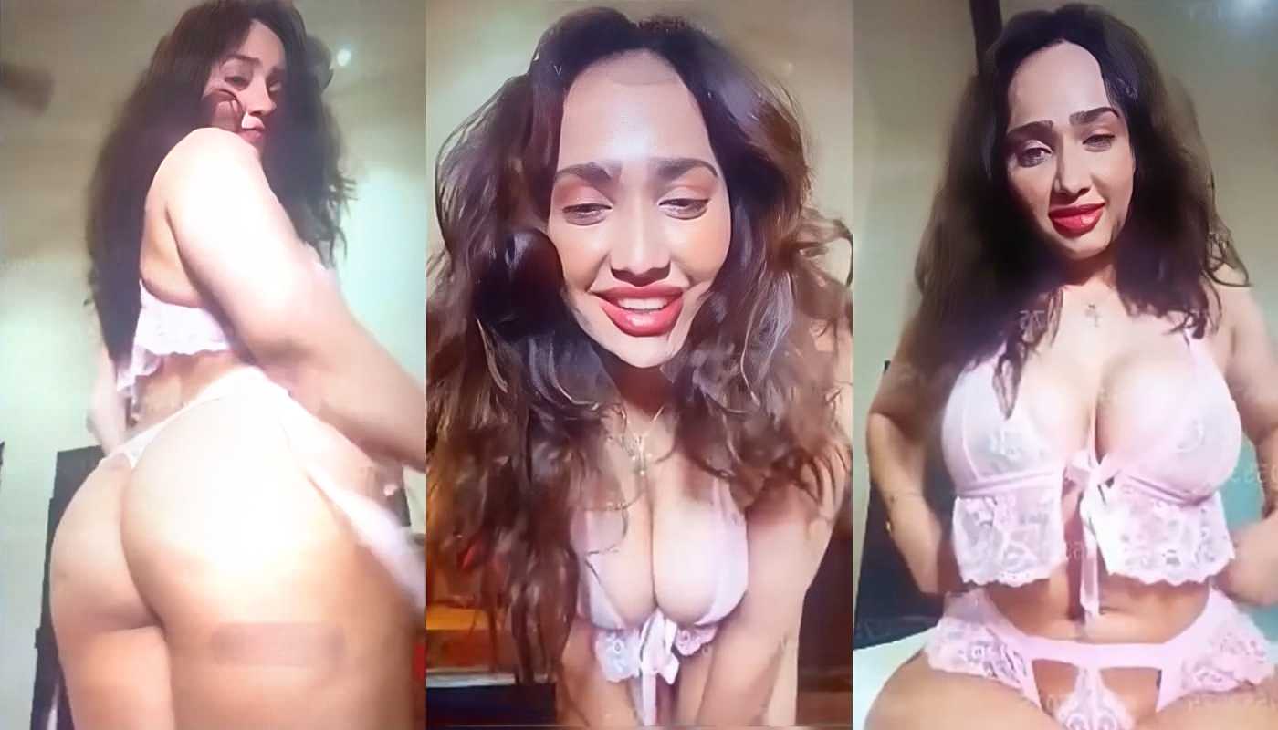 Hot BBW Model Aditi Mistry Pink Lingerie Hot Boob Ass Show Sexy App Live Part 3