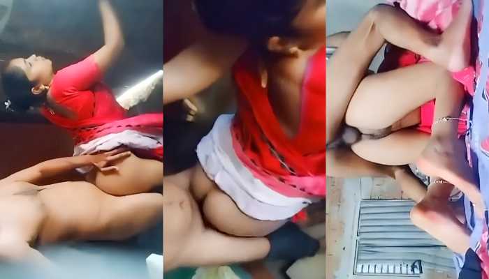 Village Slim Wife in Red Saree Doggy Style hardcore Fucked By Husband