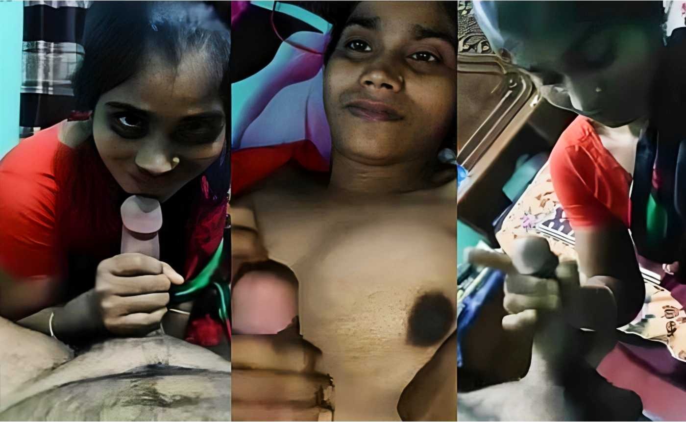 Desi Village Wife in Black Saree Giving Handjob and Hairy Pussy Fucking