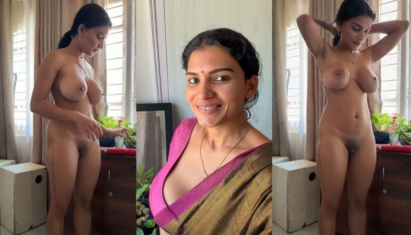 Mallu Model Resmi Nair Olive Green Saree Stripping Nude Show Her Huge Boobs and Pussy