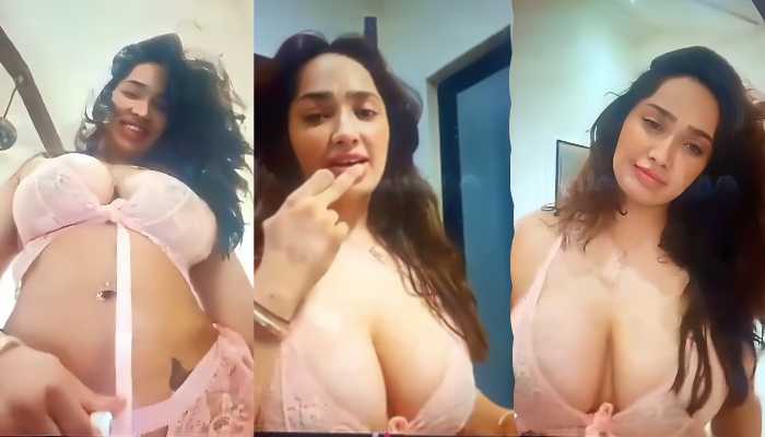 Hot BBW Model Aditi Mistry Pink Lingerie Hot Boob Ass Show Sexy App Live Part 5