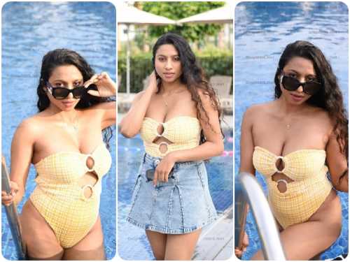 Mallu Actress Anjana Insta Exclusive Chamet Pool bts