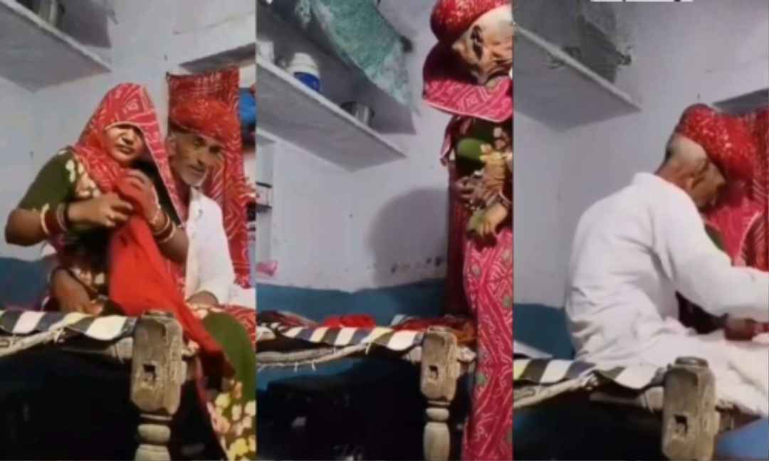 Most Trending Rajsthani Old Man Pressing her Bahu Boobs Kissing Trying to Fuck her on Khat Don't Miss