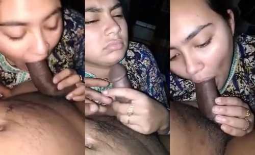 Desi Blue Printed Dress Bhabhi Sucking Husband Dick Full Night