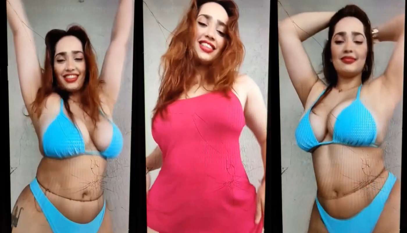 Aditi Mistry Pool Live in Blue Bikini Swimming Part 3