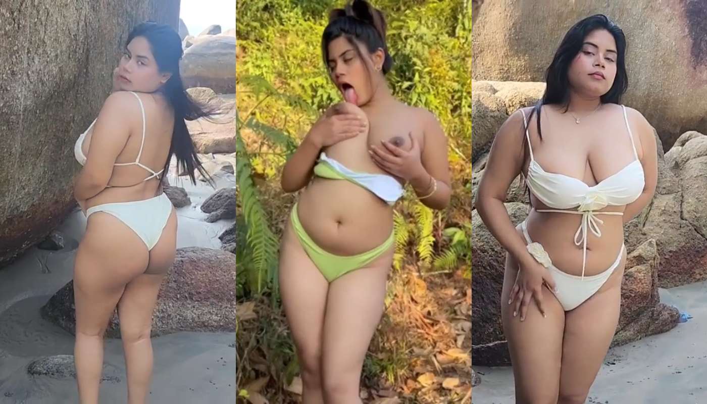 Indian Model Amesha 2 Solo Outdoor Bikini Shoot Showing Boobs and Nude Body App Content