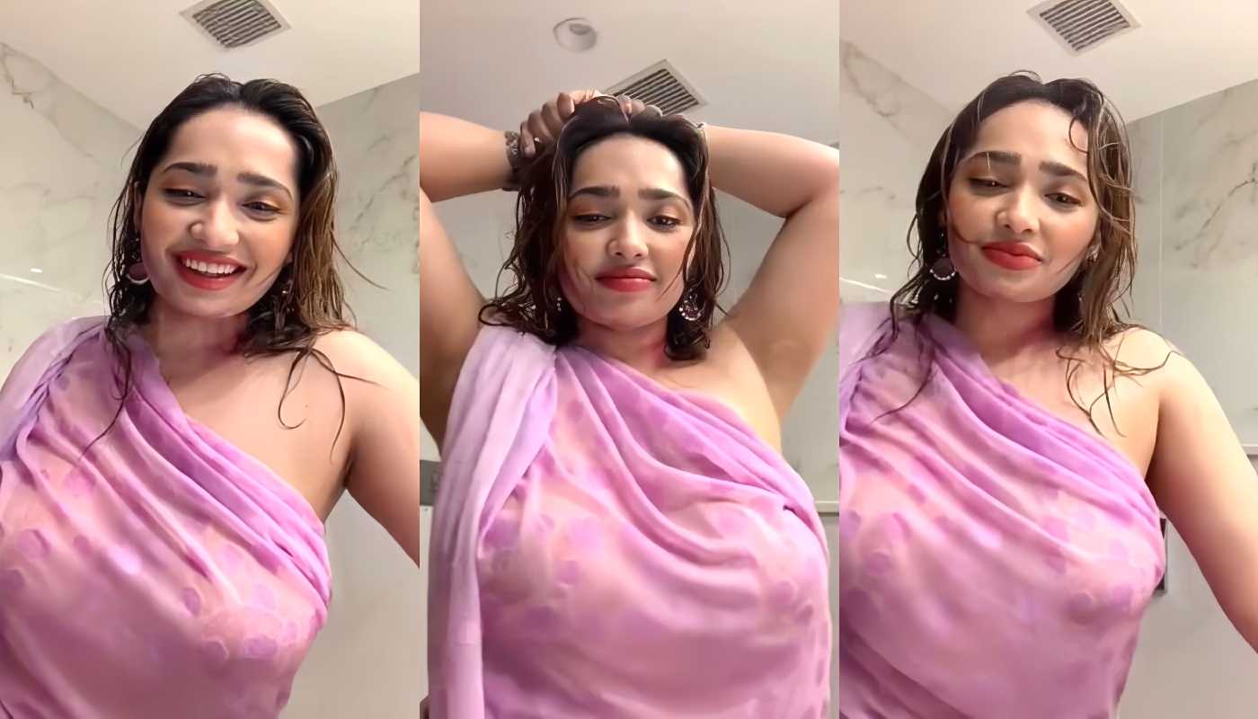 Aditi Mistry Latest White Saree Sexy Nude Holi Live Part 7