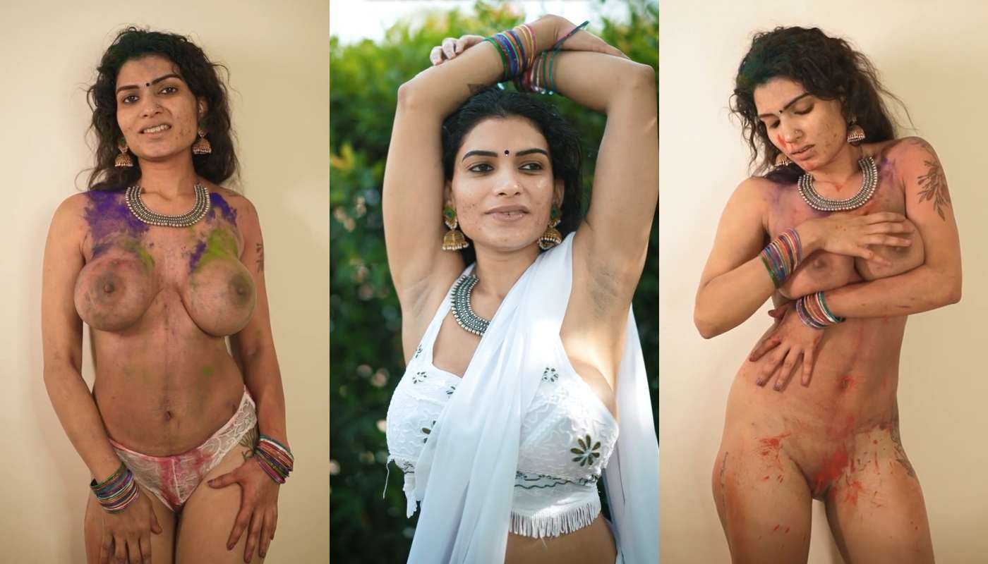 Resmi Nair White Saree Holi Special App Content