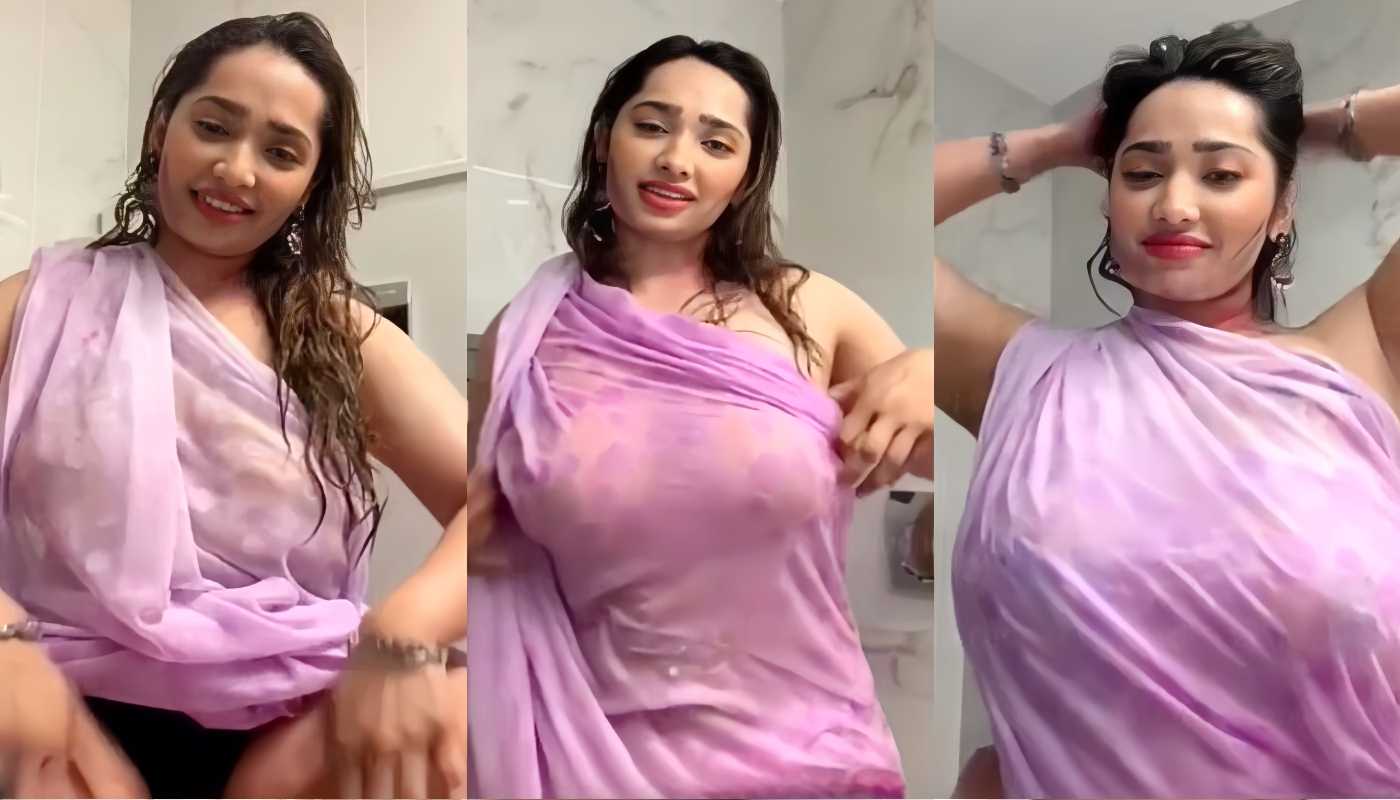 Aditi Mistry Latest White Saree Sexy Nude Holi Live Part 6