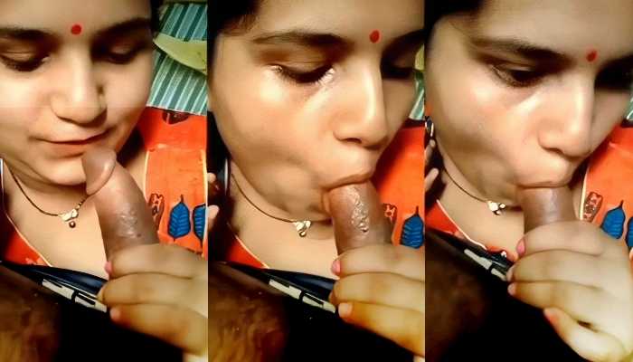 Cute Village Bhabhi in Black Saree Sucking Devarji's Cock - Full on Blowjob Sex
