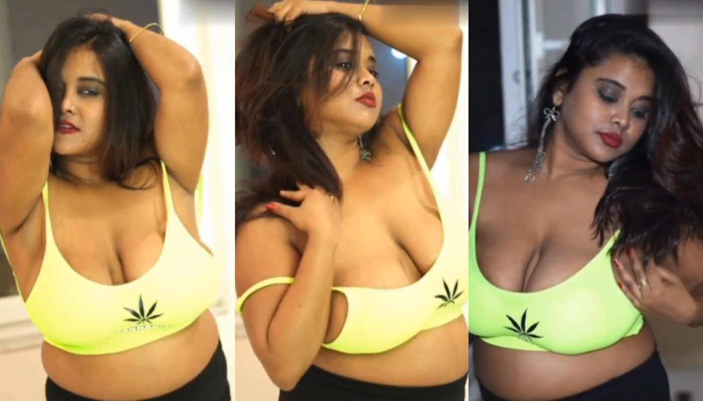 Hot BBW Bong Attack Model Nikita Roy Sexy Big Boobs Teasing in Green Top