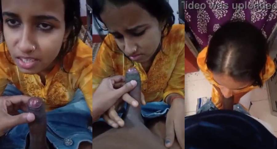 Yellow Dress Cute Girlfriend Sucking Husband Dick Des Sex MMS