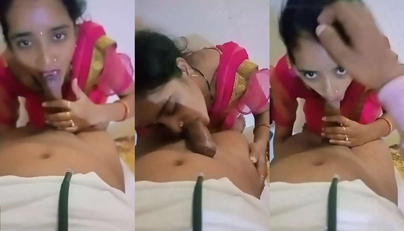 Hot Slim Bhabhi in Pink Saree Sucking and licking Devar Dick