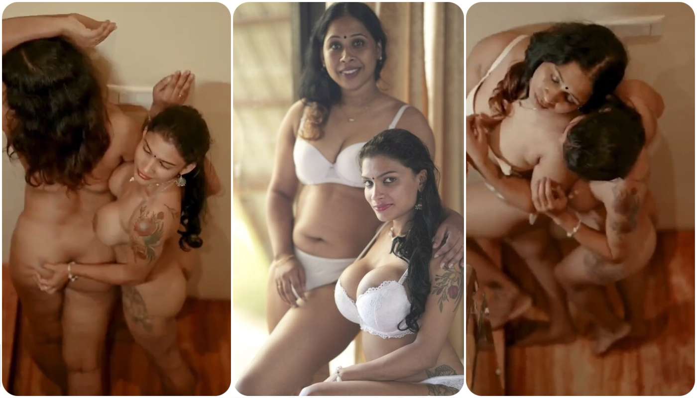 Resmi Nair with Gowri lesbian smooching in Staircase - Top view