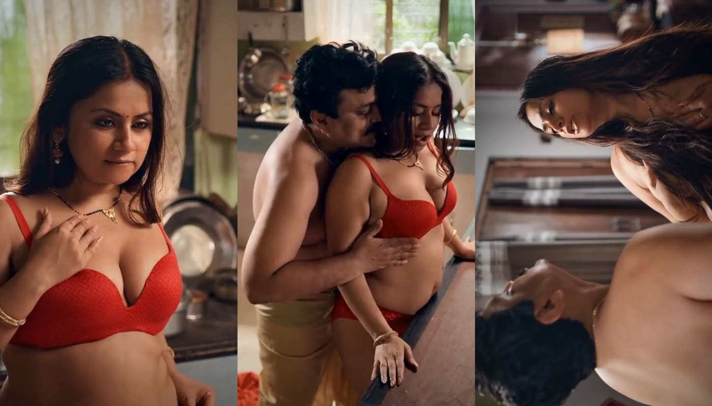 Priyanka Halder in Red Fucked By her Sasurji in Kitchen