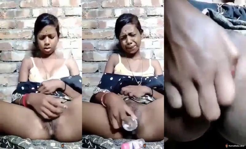 Desi village girl pussy rubbing and painful Bottle masturbation