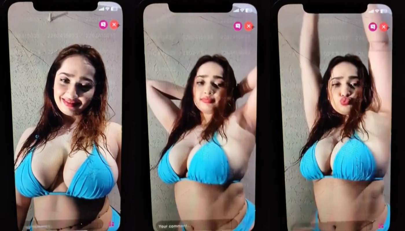 Aditi Mistry Pool Live in Blue Bikini Swimming Part 1