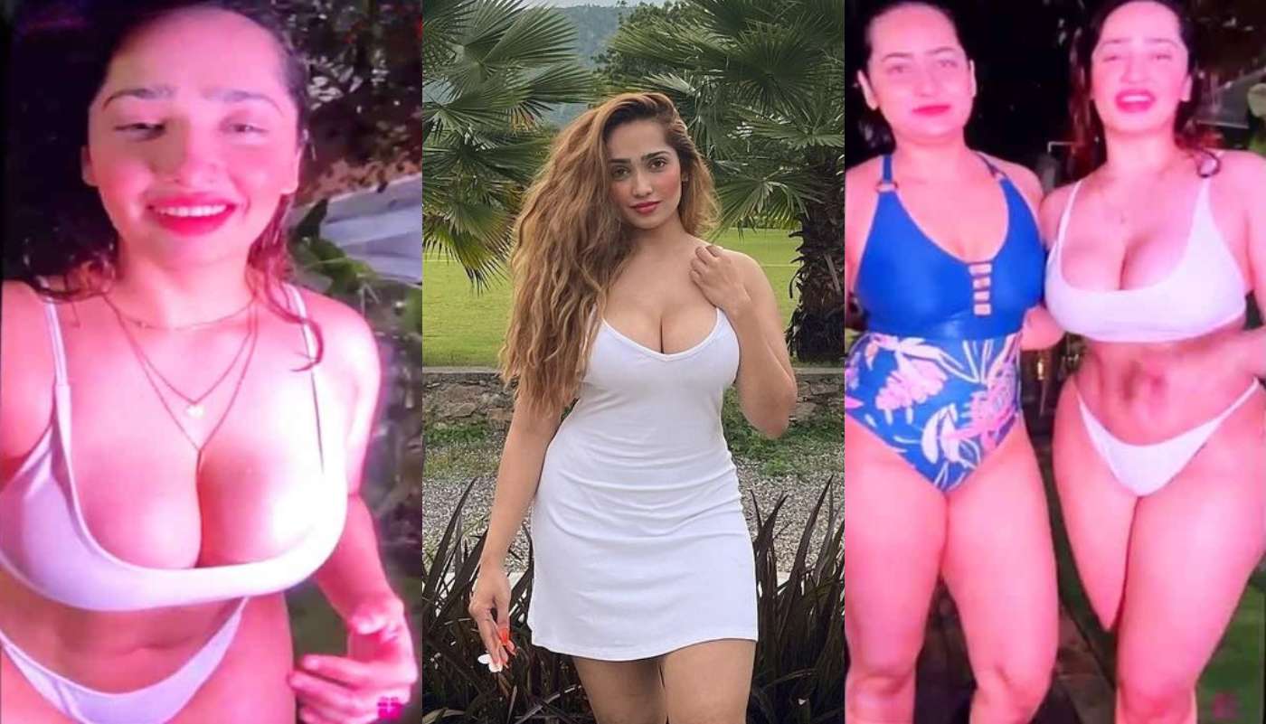 Aditi Mistry Sexy White Bra Panty Pool Nude Sexy Live Show With Sister Divya Mistry