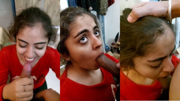 Cute Girlfriend in Red Top Sucking Lover Cock - Desi Blowjob Sex Tape